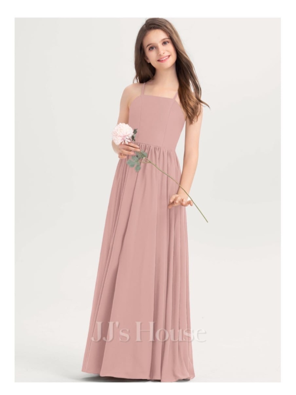 JJs House Girls' Dusty Rose Square-Neck Maxi Dress